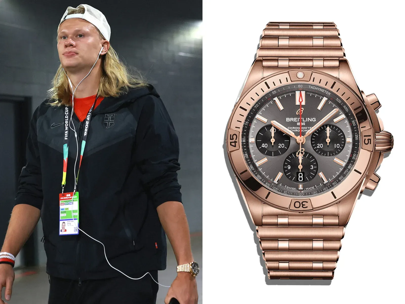 Эрлинг Холанд показал часы Breitling: лимитка с его именем и версия из красного золота